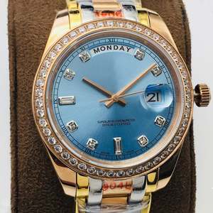 Montres en or de luxe en moissanite en gros pour hommes et femmes, montre automatique mécanique à double date - Product Image 2