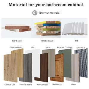 Kabinet furnitur set kamar mandi melengkung rumah cermin Led layar sentuh terpasang di dinding gaya Jerman Modern dengan wastafel - Product Image 2