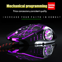 Mouse Gaming 16 DPI Lampu Bernafas 7200 DPI, Tetikus Komputer USB Opsi Warna Dapat Diprogram