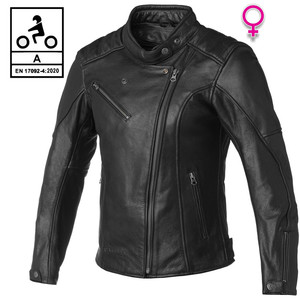 Carburo AVIATOR LADY Blouson de moto en cuir noir pour femmes certifié CE L - Product Image 1