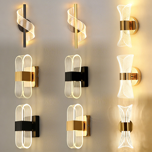 跨界简约现代床头灯创意卧室客厅北欧发光二极管超亮过道背景壁灯 - Product Image 1