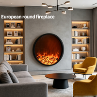 Cheminée électrique, cheminée ronde moderne en acier, poêles décoratifs à flamme simulée 3D, chauffage intérieur pour salon, villa, hôtel