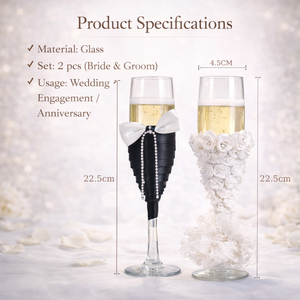 Juego <span class=keywords><strong>de</strong></span> Copas <span class=keywords><strong>de</strong></span> Champán para Boda al por Mayor, Copas <span class=keywords><strong>de</strong></span> Vino Elegantes con Tallo Alto para Brindis <span class=keywords><strong>de</strong></span> Novios, Regalo <span class=keywords><strong>de</strong></span> Decoración para Bodas - Product Image 5