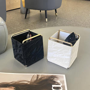 Caja de Almacenamiento de Cuero, Rectangular, Cuadrada, con Patrón de Mármol Blanco y Negro, Organizador de Cosméticos de Escritorio, Tipo Vertical, Decorativa - Product Image 3