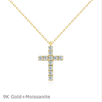 Pendentif connecteur latéral en or jaune 9K AU375 avec moissanite, petit charme croix pour la fabrication de bracelets et colliers