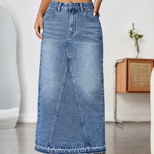 Bán Buôn Đau Khổ Cổ Điển Denim Bút Chì Dài Váy Phụ Nữ Sang Trọng Dài Hàng Hóa Denim Váy - Product Image 4