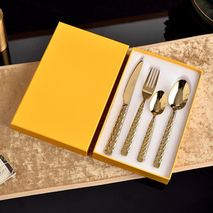 ชุดช้อนส้อมมีดสเตนเลสสตีล 304 แบบตะวันตก คุณภาพสูง ชุดของขวัญ 4 ชิ้น - Product Image 2