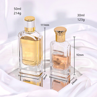 Vente en gros d'usine personnalisée, flacon de parfum carré de luxe de 100 ml rechargeable avec bouchon chromé doré