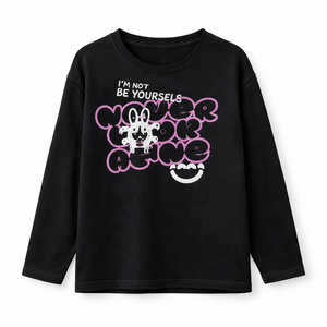 Camiseta de Manga Larga de Algodón Negra para Niñas, Top Informal para Niños, Suave, Transpirable, Cómoda para Uso Diario, Ropa al por Mayor - Product Image 2
