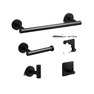 Minimalist <b>Black</b> Wall-Mounted Towel <b>Rack</b> Set Bathroom Accessories Fixed Bar Metal Finish 1 Bar Over 60cm - Product Image 1