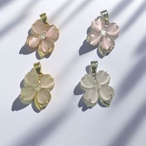 Flower Pendant Copper Alloy Zircon Inlaid Claw Setting Themed <b>Necklace</b> Charm - Product Image 2