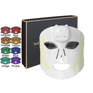Máscara ultrafina de silicone para uso facial, máscara de silicone NIR LED para terapia de luz fotônica, com 8 cores, vermelho próximo ao infravermelho, novidade de 2024