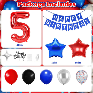 Globos Personalizados Rojos, Negros, Azules y Plateados para Fiestas, Globos de Estrella Metalizados, Pancarta, Decoración para Pastel, Decoración para Fiestas de Cumpleaños Infantiles - Product Image 3