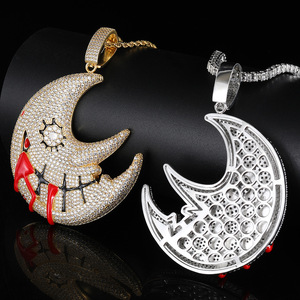 Hip Hop Necklace Moon Pendant Necklace Trippie <b>Red</b> Same Style Exaggerated Funny Fashion Jewelry Accessories - Product Image 6
