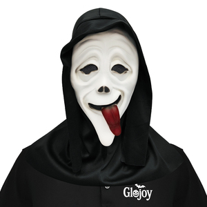 Máscara de Terror de Halloween con Diseño de Cara de Fantasma, Color Blanco, con Capucha Negra, Accesorio de Maquillaje para Fiestas - Product Image 1