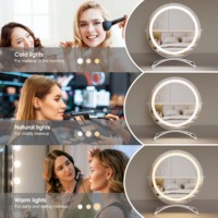Miroir de courtoisie de table de maquillage rond blanc Smart Touch portable de haute qualité avec lumières LED