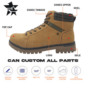 נעלי בטיחות מעור מיקרופייבר סיטונאיות עם מגן פלדה נגד דקירה, נעלי עבודה תעשייתיות צהובות לשימוש במפעלים - Product Image 2