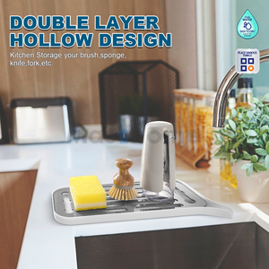 Masthome Hollow Design cucina bagno lavello mensola sapone spugna scolapiatti cucina porta spugna lavello in plastica Caddy con vassoio - Product Image 3