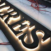 Huruf Saluran Stainless Steel Custom untuk Luar & Dalam Ruangan dengan Lampu LED Backlit, Papan Nama Bercahaya untuk Kantor, Toko, Hotel, Mal