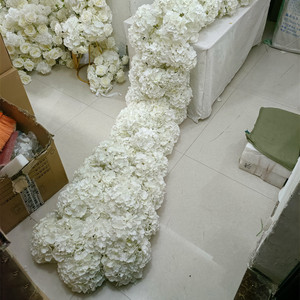 IFG venta al por mayor de flores blancas y algunas hojas de seda artificial hortensias corredor mesa de boda - Product Image 6