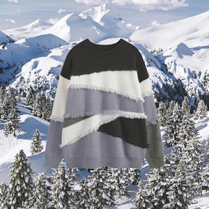 Pull à franges style rétro américain Bflazy pour homme, version coréenne et japonaise, tricot contrastant pour l'automne et l'hiver - Product Image 3