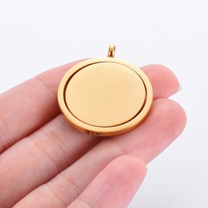 Pendentif rond rotatif vierge en acier inoxydable poli, 3 couleurs, 25 mm, gravable pour collier DIY, dropshipping disponible - Product Image 5