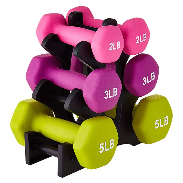 Gymnastique exercice couleur en fonte ensemble d'haltères femmes utiliser vinyle PVC néoprène trempage haltère pas cher gymnastique mancuernas haltère