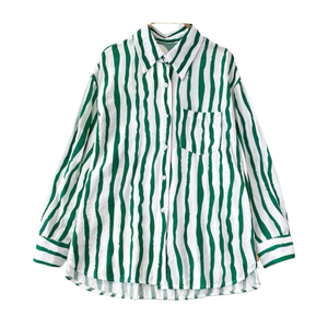 เสื้อเชิ้ตผู้ชายแฟชั่นดีไซน์ใหม่ คุณภาพสูง ทรงหลวม แขนยาว สีสันแบบแพทช์เวิร์ค  ใส่สบาย เป็นมิตรกับสิ่งแวดล้อม - Product Image 2