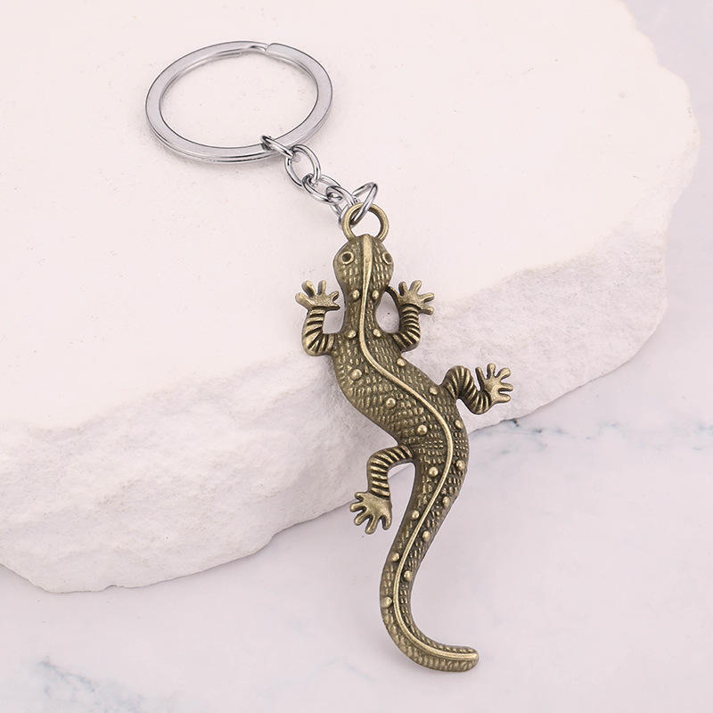 かわいいトカゲキーチェーン｜金属3Dペンダント｜オリジナルデザイン