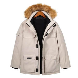 Parka d'<span class=keywords><strong>hiver</strong></span> pour <span class=keywords><strong>femme</strong></span>, style européen, en duvet d'oie, coupe slim, épaisse, coupe-vent, en coton, pour l'extérieur, avec capuche, pour temps froid - Product Image 1