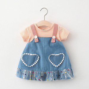Ropa Casual para Bebés, Vestidos para Niñas, Vestido de Encaje con Cuentas y Botones al por Mayor - Product Image 1