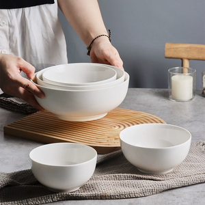 Vente en gros de vaisselle de restaurant avec logo personnalisé, bols ronds en céramique pour dîner, soupe de riz, 4.5/5/6/7/8 pouces, blanc uni - Product Image 6