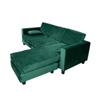 Canapé d'angle en tissu en forme de L avec chaise longue, vert, moderne, pour salon et mobilier de maison, idéal pour hôtel - Vente en gros fabricant