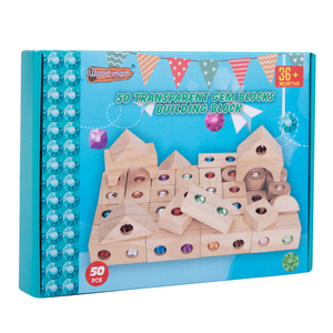 Conception personnalisée économique 50 pièces de blocs de construction de pierres précieuses translucides en bois de haute qualité ensembles de jouets éducatifs pour enfants boîte de couleur - Product Image 6