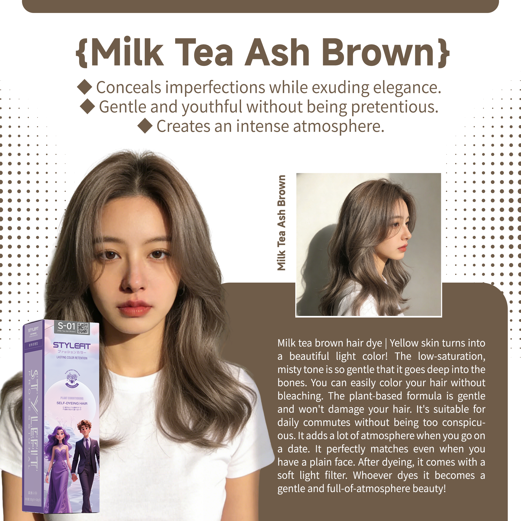 Thé au lait brun cendré