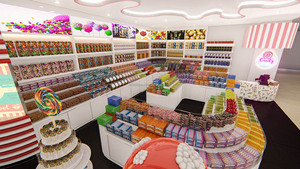 Boutique de chocolat Design Dessert Bonbons Présentoirs Aménagement intérieur Comptoir snack shop design 3d à vendre - Product Image 2