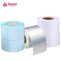 Étiquette thermique directe 100x100 à adhérence forte, étiquette en PET argenté mat imperméable, autocollant d'expédition pour l'étiquetage logistique et d'emballage