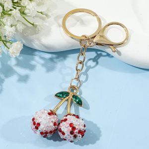 Creative Cute <b>Simulation</b> Fruit Alloy Rhinestone Cherry Keychain <b>Diamonds</b> Cherries Car Bag for Gift Decoration - Product Image 2