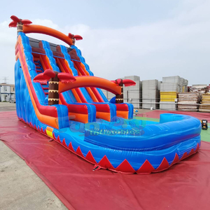 Toboggan aquatique gonflable commercial double piste, thème tropical, pour extérieur - Product Image 2