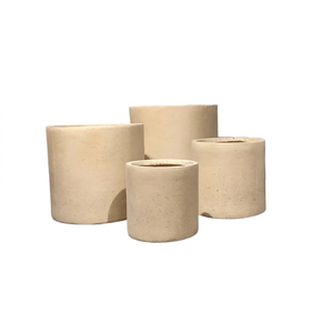 Lightweight Fiber Clay Cylinder Decorative Flower Plant <b>Pots</b> White Modern European Style Waterproof for Outdoor Home Garden Use - Product Image 1