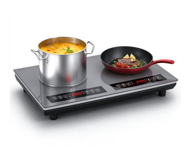 Nuwave Titanium Electric Built-In Induction Cooktop Digital Temperature Probe 2 Burners Stainless Steel Panel Touch Controls