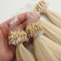 Extensions de cheveux humains à micro-boucles de haute qualité, double épaisseur, cuticules intactes, non traitées, extensions de cheveux à micro-anneaux