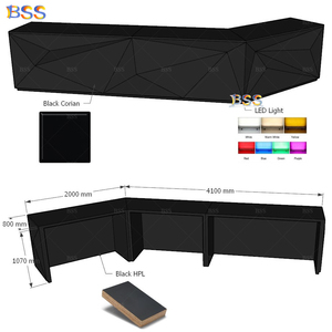 Barra de Bar Negra en Forma de L, Superficie Sólida Personalizada, Moderna y Elegante, para Salón de Personal, <span class=keywords><strong>Centro</strong></span> de Negocios, Sala de Exposiciones, Cafetería, Oficina, Sala de Descanso - Product Image 2