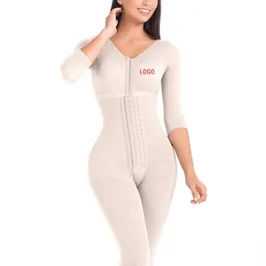 Biểu Tượng Tùy Chỉnh Shapewears Fajas Post-OP Fajas Colombianas Powernet Giữ gìn Tummy Kiểm Soát Tráng Đầy Đủ Cơ Thể Shapewear Với Tay Áo