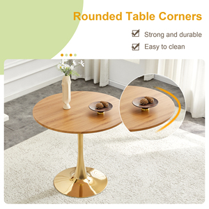 Table ronde de salle à manger de 31,5 pouces, table Tulip avec piétement en métal, style mid-century modern, table de bistrot pour salon - Product Image 6