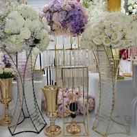 Support floral en métal doré et argenté pour centre de table de luxe pour événements de mariage, vente en gros