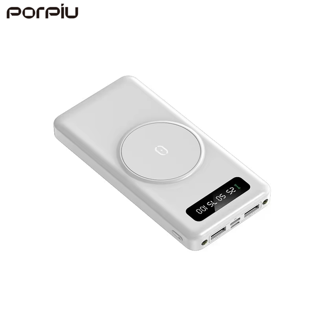 10000MAH Power Bank with LED Display Built-in Cable Input Interface for Magnetic Power Banks Wireless Charger for Phone