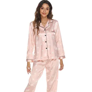 New Style Pyjamas Großhandel Frauen drucken Nachtwäsche Luxus Satin Seide Nachtwäsche