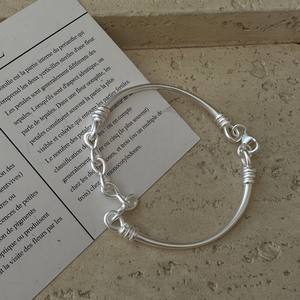 S925 <b>Sterling</b> <b>Silver</b> Retro Style <b>Bracelet</b> Korean Version Niche Design Matte Finish Simple INS Inspired Fashion String <b>Bracelet</b> - Product Image 4