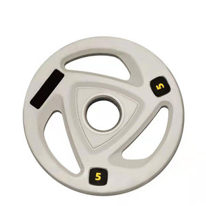 Équipement de fitness et de musculation : Barre d'haltères colorée économique, personnalisée pour l'entraînement, et disques de poids en caoutchouc de 45 lb pour haltérophilie olympique - Product Image 5